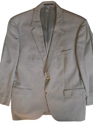 Hugo Boss Wool Blazer Mens 46R Gray 2 Button Sport Coat Long Sleeve Super 100