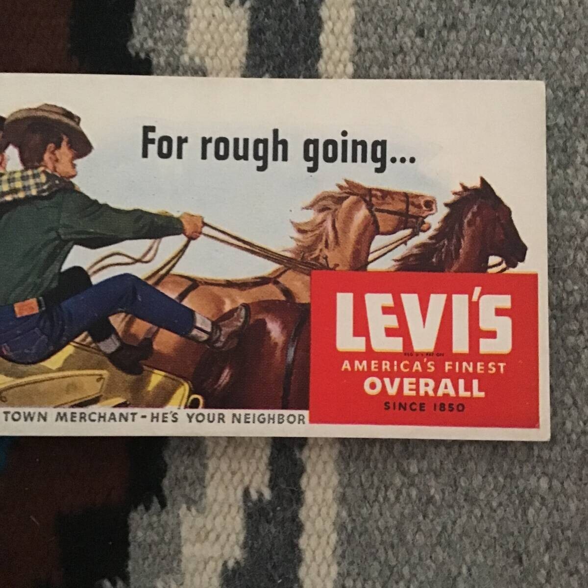 1939 LEVI’S Ink Blotter Levis Vintage 1940s 1950s Western Saddleman Ink Blotter