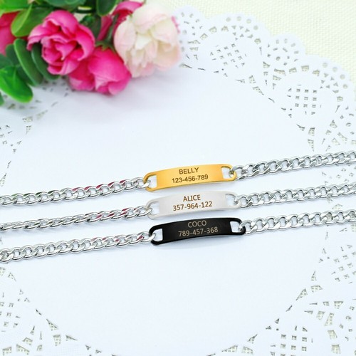 Personalised Adjustable Chain Dog Collar Custom Pet Cat ID Name Free Engraved - Picture 7 of 15