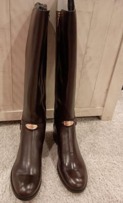 Michael Michael KORS Arley Riding Boot Dk Chocolate Leather Wide Calf 11M NIB