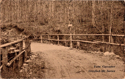 Twin Cascades Greylock Mountains Mass old bridge antique postcard a126