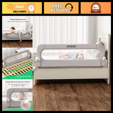 Folding Bed Rail for Toddlers - 71" L x 23.6" H, U-Shaped Base, Secure Lock, Gre