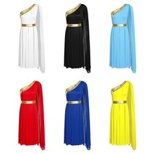 Womens Dress Dance Costume Overlays Dancewear Slit Hem Lyrical Ballet Worship