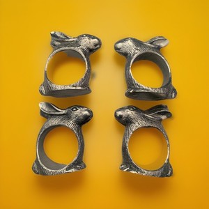 4 Arthur Court Easter Bunny RABBIT Napkin Rings Holders Metal Vintage 1990's ?