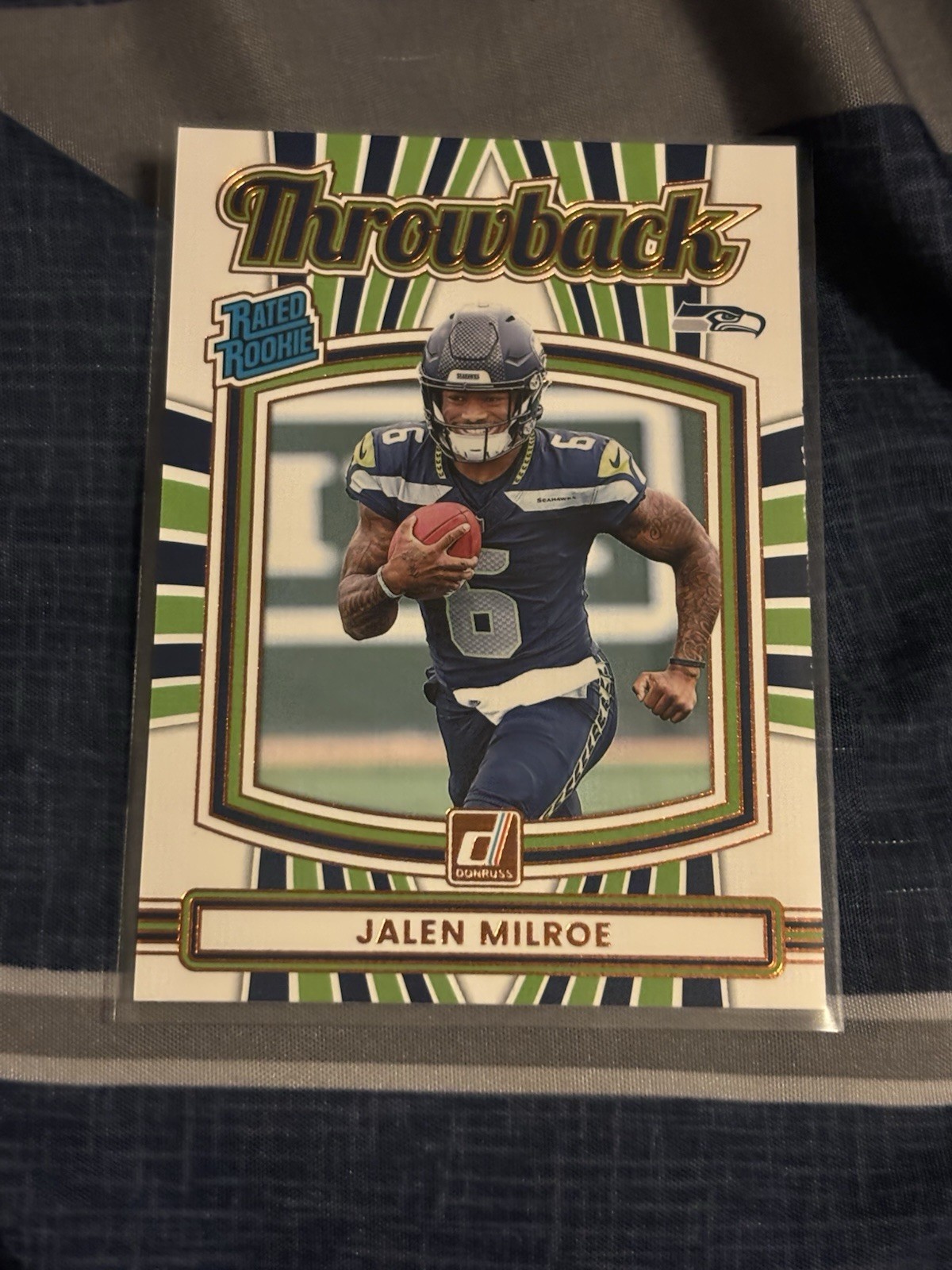2025 Panini Donruss Throwback Rated Rookie Jalen Milroe #18 Seahawks