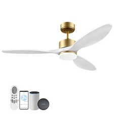 52" Wood Smart Ceiling Fans with Remote,Quiet DC Motor,Dimmable,Control with ...