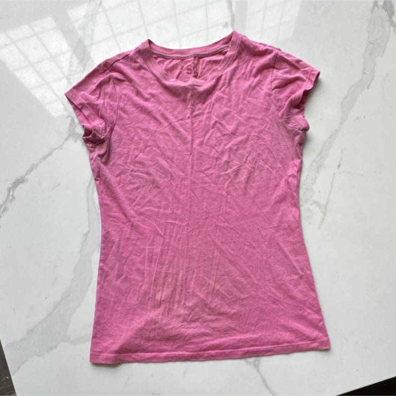 SO Women's Pink Solid Jersey Basic Pullover Short Sleeve Crew Neck T-Shirt L