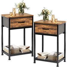 Night Stands Set of 2,End Tables with Drawer for Bedroom Bed Side Table for H...