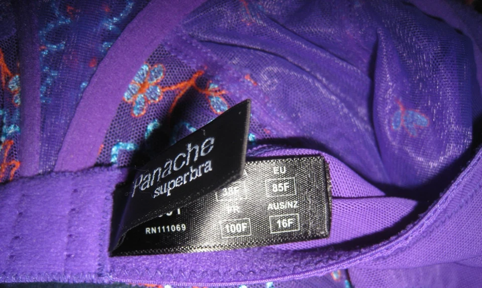 Sujetador con aros Panache 5051 "Ariza" púrpura floral transparente para mujer 38F Foto 3 de 4