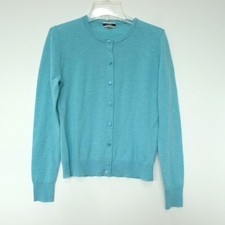 NEW J CREW Featherweight Cashmere Cardigan Sweater XS Heather Mineral Aqua AD692