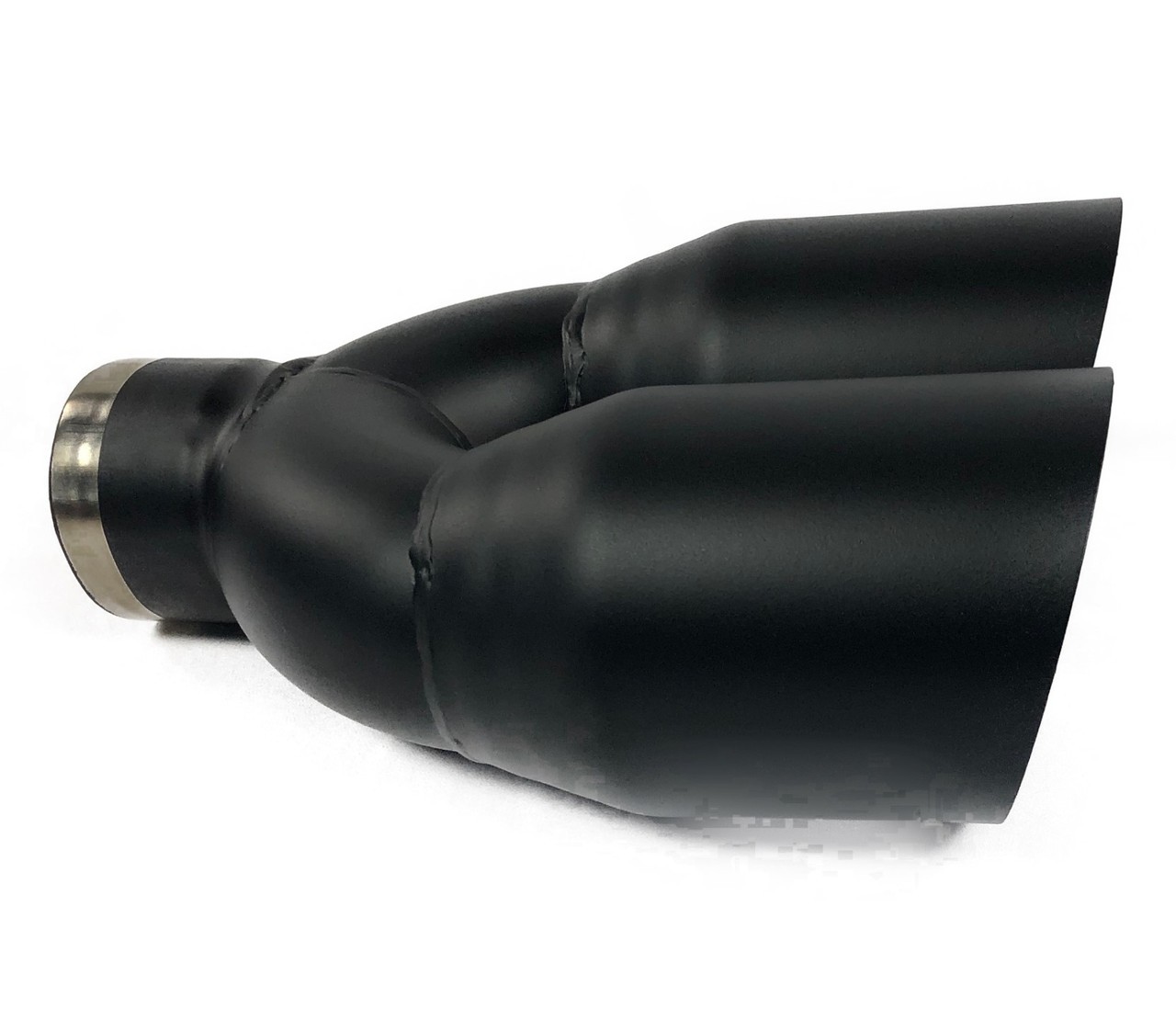 Exhaust Tip 2.50 In Inlet Dual 3.50 Dia Outlets 10.00 In Long Slant Black HT Sta