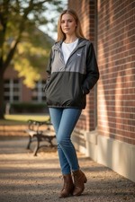 Victoria  s Secret PINK Gray  Black Colorblock Half-Zip Anorak XS/S