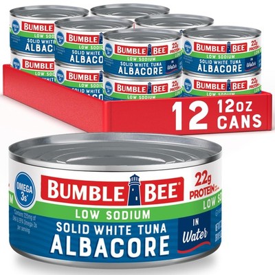 Bumble Bee Low Sodium Solid White Albacore Tuna in 12 Ounce (Pack of 12) 