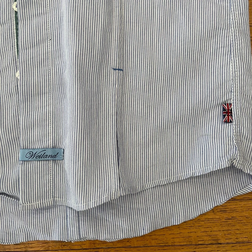 Scott Weiland 男式蓝色长袖修身正装衬衫英国洗衣 M 码 — 第 2/4 张图片