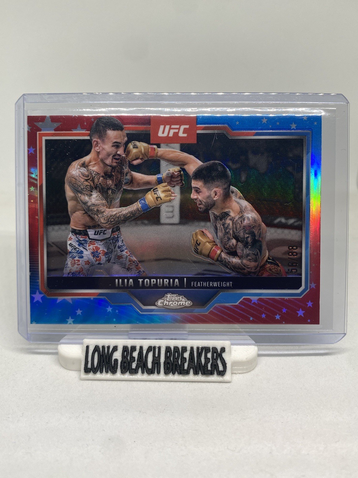 Ilia Topuria 2025 UFC Topps Chrome #43 Red White Blue Refractor Parallel /88