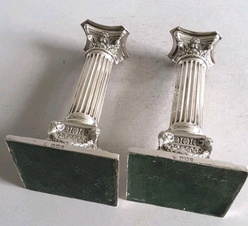 GOOD PR. VICTORIAN ANTIQUE SOLID SILVER CANDLESTICKS . HT. 17cms. SHEFF. 1897 - Picture 9 of 15