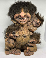 Ny Form Norwegische Norwegen Trolle Familie 267 Troll mit 3 liebevollen Kindern 1990er