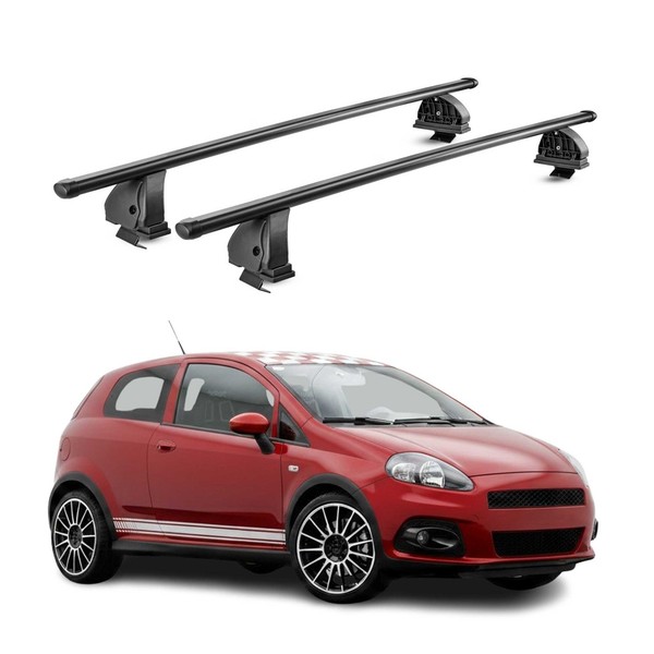 Stahl DachträGer FüR Abarth Punto 2005-2014 TÜV AbschließBar 75 Kg 2Tlg Schwarz-image