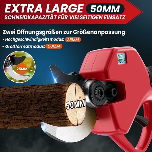 2IN1 Teleskop Akku Astschere 50mm Gartenschere Astsäge Stschneider Rebschere DE - Bild 3 von 15