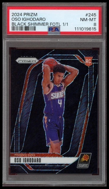 2024 Panini Prizm Oso Ighodaro #245 Rookie Black Shimmer FOTL 1/1 PSA 8 SUNS RC