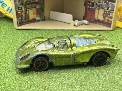 1970 Hot Wheels Redline Porsche 917 Lime Yellow w/White Int. 1969 US P917 Turbo