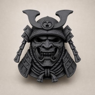 Oni-Samurai-Wandskulptur | Japanische Dämonenmaske | Dark Fantasy Wanddeko