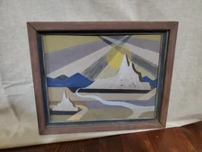 OOAK Abstract Landscape Desert Sunset Scene Oil Painting On Canvas Tonal MCM