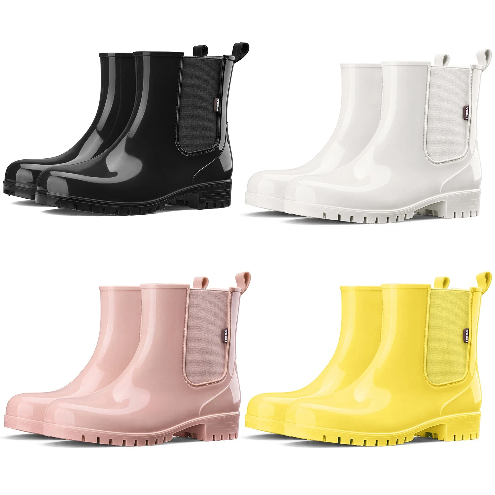 HISEA Women Ankle Rain Boots Waterproof Garden Work Shoe Fashion Chelsea Wellies