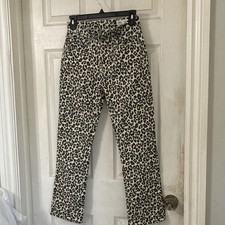 ZARA Women's Animal Print Jeans Black Beige Regular Fit Denim