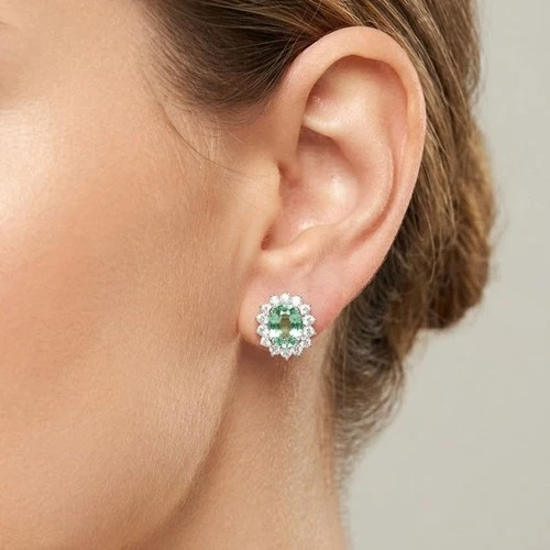 Seafoam Green Paraiba Tourmaline 4.40Ct 925 Sterling Silver White Gold Earrings