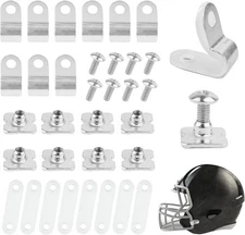, Football Helmet Repair Kit R Shape Visor Clips Screws Nuts with Rubber Gaskets