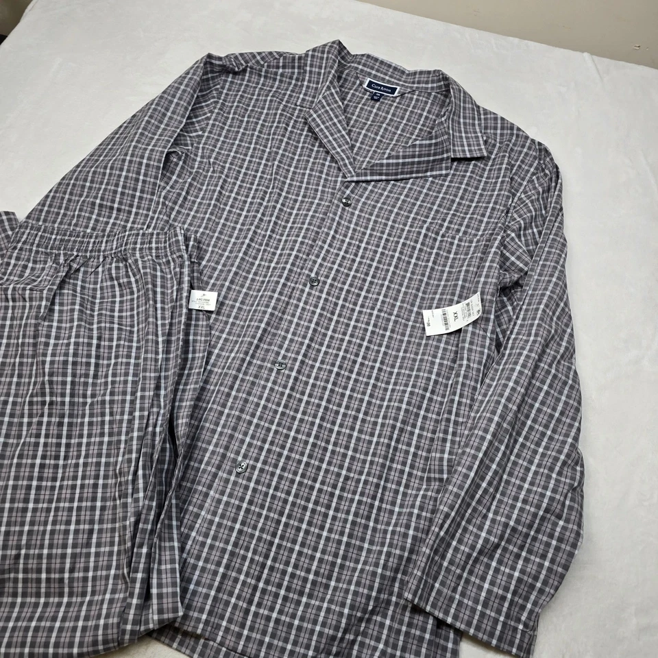 Club Room Plaid Pajama Set Mens 2XL Charcoal Grey 2 Piece Sleepwear $50 NEW - Image 3 of 4