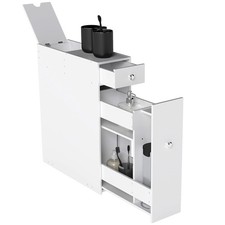 Wooden Narrow Modern Bathroom Furniture Cabinet, White