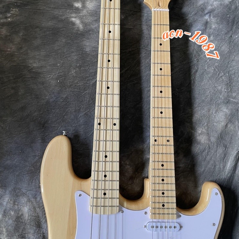 Top Quality Natural 6+4 String Double Neck Electric Guitar Bass Primary ...