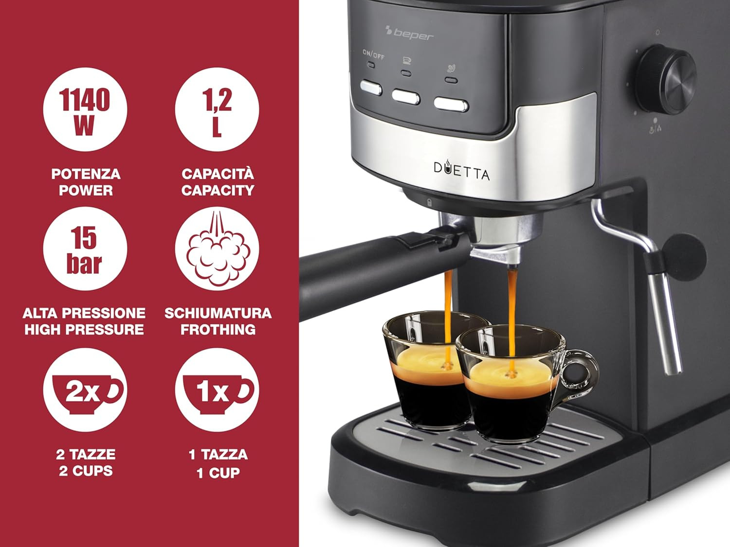 Recensione Beper Duetta P101CAF100: Macchina Caffè Professionale Casa - 2