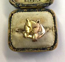 Vintage 9 Ct Gold Cat ring, Gold designerCat Ring, Cat Ring, Cat Jewellery, rare