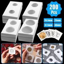 200 Assorted Coin Holder 2X2 Cardboard Mylar Flip For Penny Nickel Dollar 4 Size
