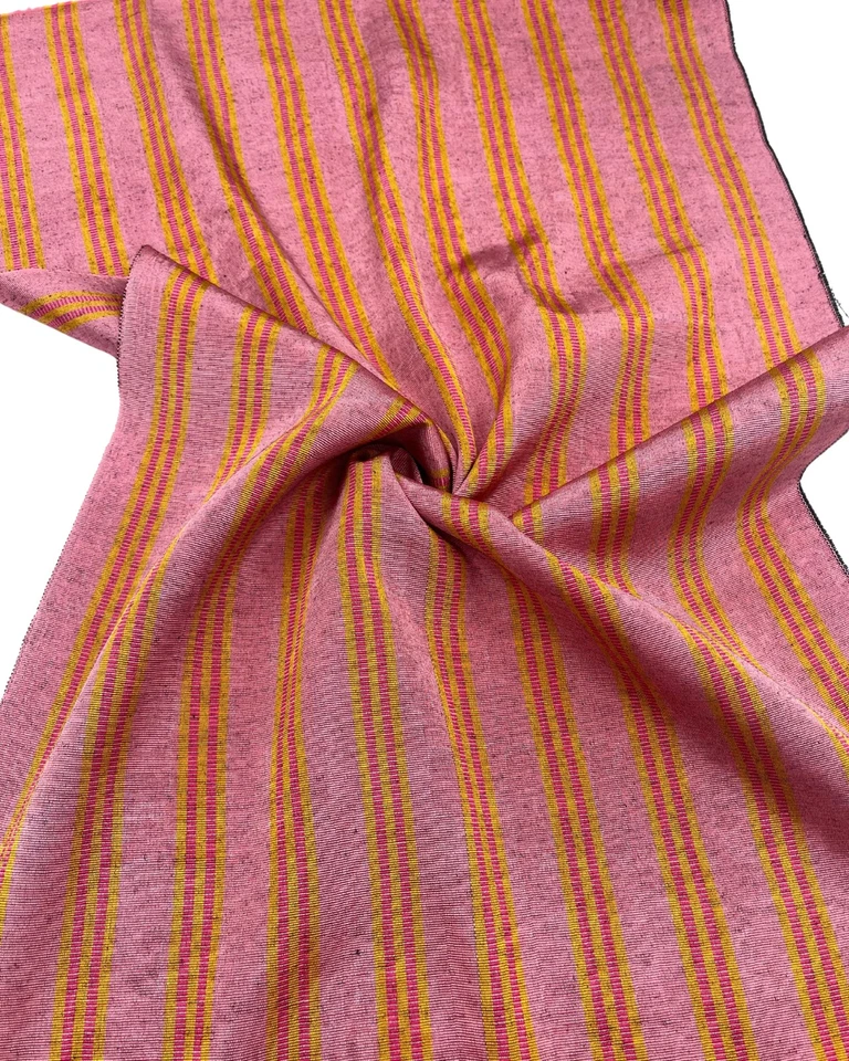 Pink Silk Moire Fabric By 2 Meters, Watermark Patterned, Yellow Striped - Image 4 of 4