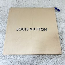 Louis Vuitton 17"x17" Square Dust Bag Ivory Beige Blue Drawstring Logo storage