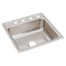 Elkay Lustertone Classic Stainless Steel Sink 4 Hole 22"x22"x7-5/8" LR22224