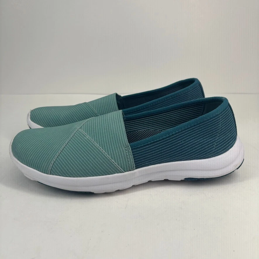 Zapatos informales para caminar L.L.Bean Back Cove para mujer EE. UU. 7M tejido azul/verde azulado sin cordones Foto 3 de 4