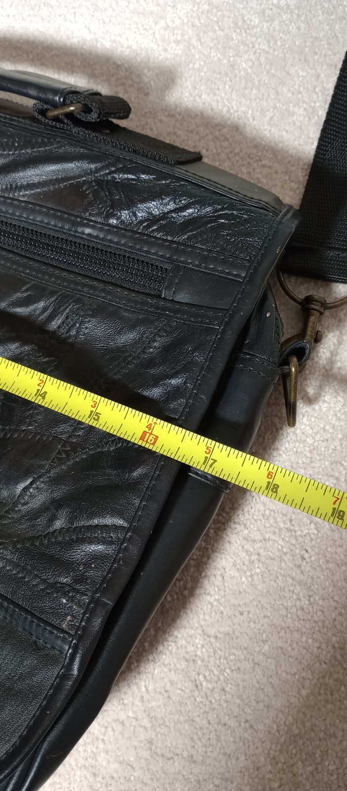 Pioneer Express Black Patchwork Leather Messenger… - image 14