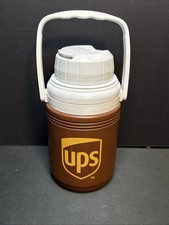 Vintage Coleman UPS Brown Thermos Water Jug Handle United Parcel Service