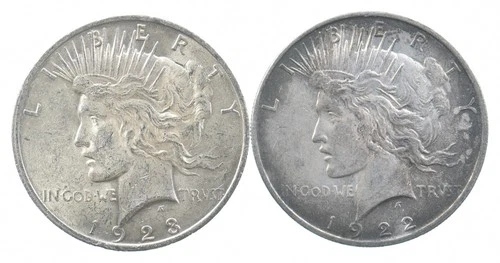 1923 & 1922 & Peace Silver Dollar $1 Bullion Collection Lot *920