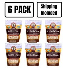 Organic Rolled Oats | 1 lb | Pack of 6 | Non-GMO | Shipping Included | Grain Pla