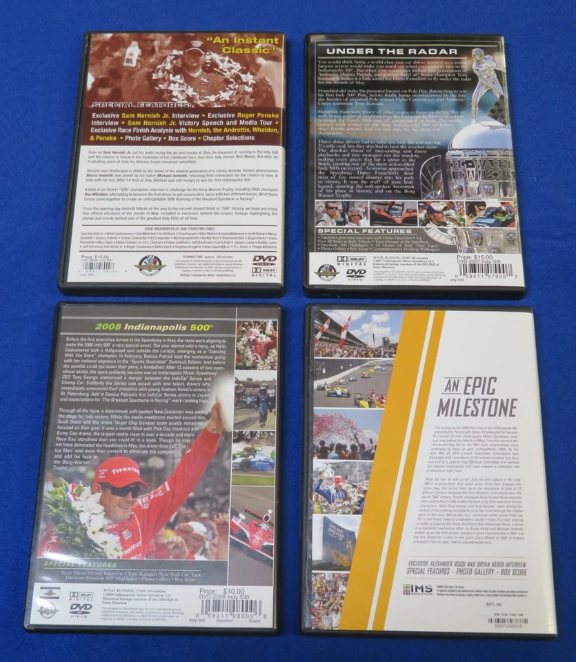 4 DVD Lot Indianapolis INDY 500: 2006, Under The Radar 2007, 2008, 100th--2016 Foto 4 de 4