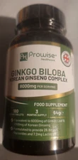 Ginkgo Biloba 2000mg and Korean Ginseng 6000mg 180 Vegan Tabs Made in UK Prowise