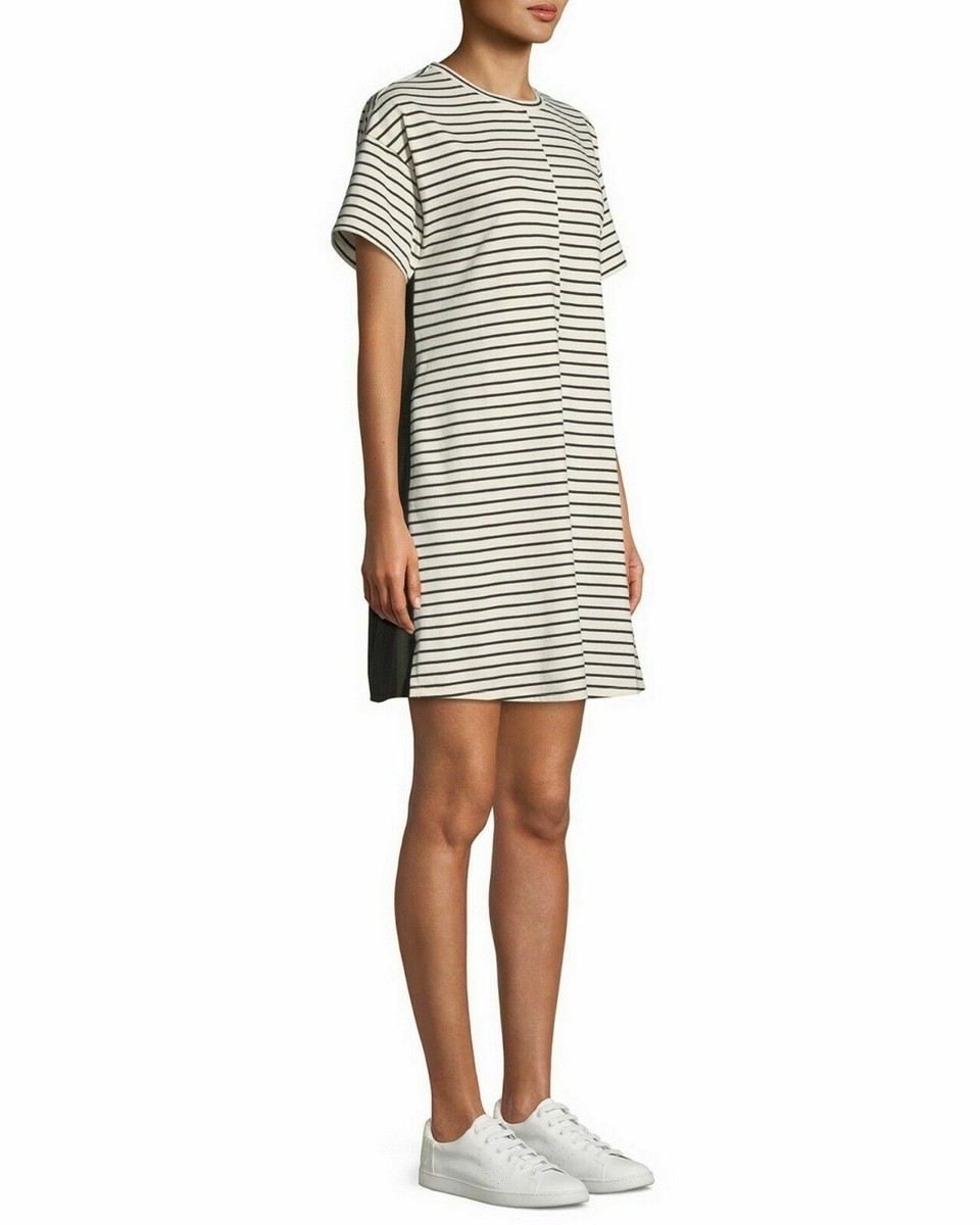 navy and cream shift dress Theory Relaxed Combo Stripe Shift Dress CREAM ECRU/DEEP NAVY size M NWT $325