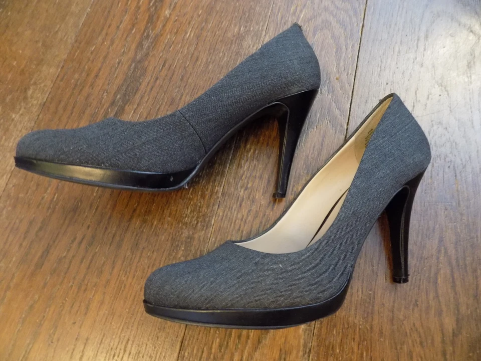 Nine West Plataforma 4" Tacones Elegante Pump Sabio Gris Oscuro Tela Espiga 8.5 Foto 4 de 4
