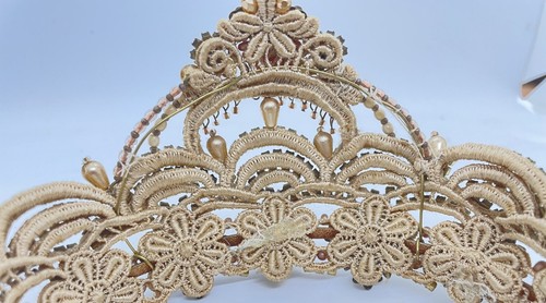 Crown Tiara Michal Negrin Hair hoop Women Cameo Flowers Romantic Crystals Israel - Picture 13 of 16